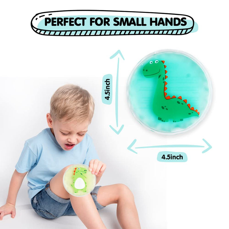 Hilph®Kids Ice Pack for Boo Boos, 3 Pack Gel Ice Pack for Children's Injuries, Swelling, Fever, Wisdom Teeth, First Aid - 4.52"x4.52" A-3 Dinosaurs - NewNest Australia