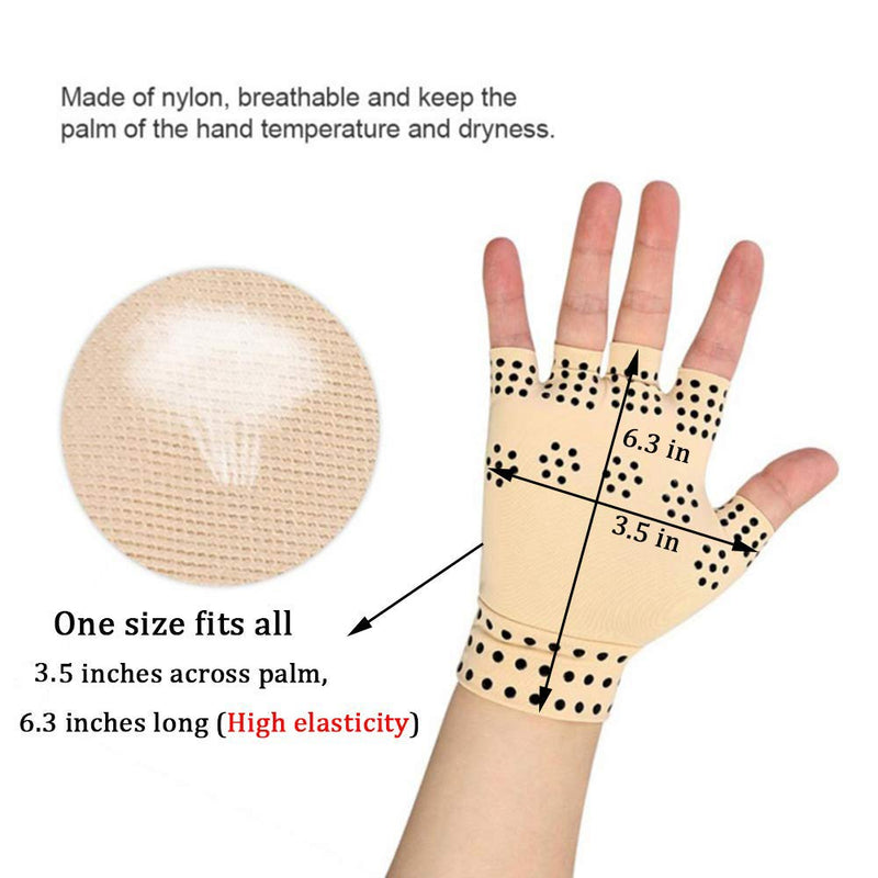 RZJZGZ 2Pack Arthritis Gloves Compression Gloves Fingerless Gloves Magnetic Arthritis Therapeutic Therapy Fingerless Gloves Relief Hand Pain Relief Heal Joints Relief (Nude) - NewNest Australia