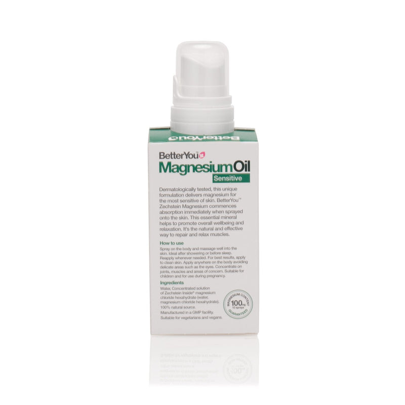 BetterYou Magnesium Sensitive Body Spray | Pure, Clean and Natural Source of Magnesium Chloride | Magnesium Spray | Vegan & Palm-Oil Free | 100ml (600 Sprays) Single - NewNest Australia