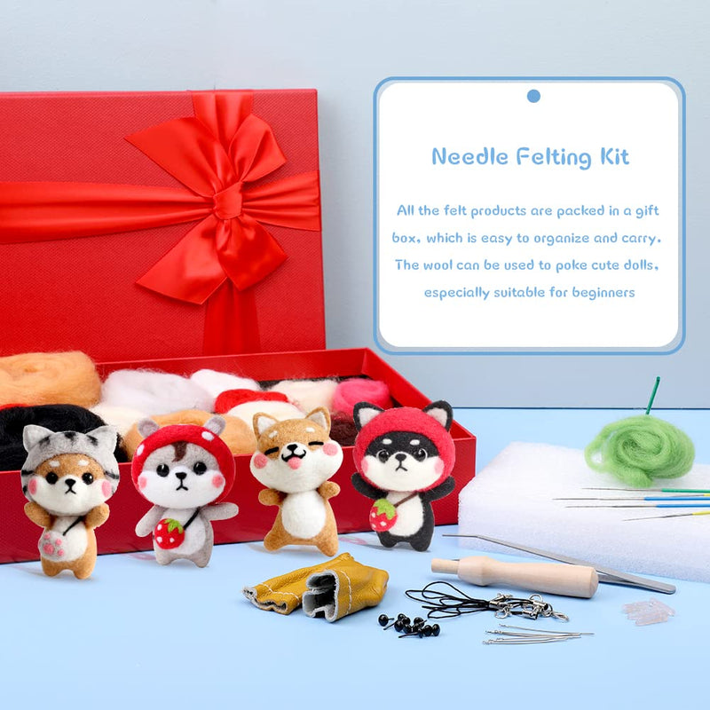 Needle Felting Kit for Beginners, Needle Felting Starter Kit with 6 Pcs Colorful Needle Felting Needles and Instructions, Wool Felting Supplies for Christmas, Children's Day, Other Festival and Crafts A-Lucky Dog Gift Box - NewNest Australia