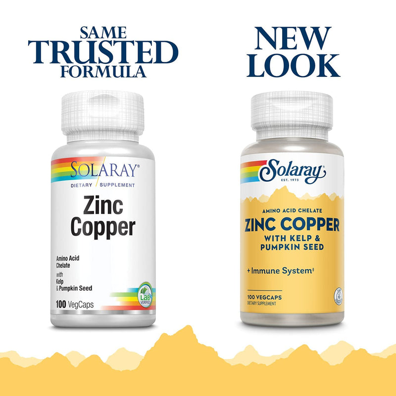 Solaray Zinc Copper Amino Acid Chelates, Healthy Cellular, Heart & Thyroid Function Support, Vegan, 100ct, 100 serv. - NewNest Australia