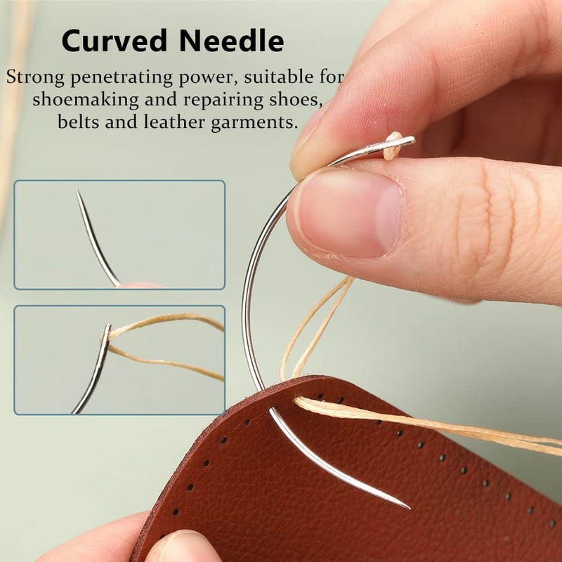 9 Pcs Heavy Duty Hand Sewing Needles Kit,Leather Sewing Needles with 5 Leather Hand Sewing Needle and 4 Curved Needle for Home Upholstery,Leather Needles for Hand Sewing,Carpet Canvas Repair… 9PCS - NewNest Australia