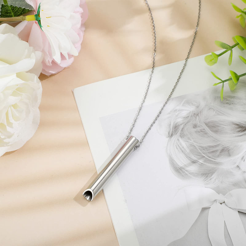 Photect 4 Pcs Anxiety Relief Necklace, Mindful Breathing Necklace Stainless Steel Portable Deep Breathing Exercises Necklace for Men Women Meditation Stress Relief Silver - NewNest Australia