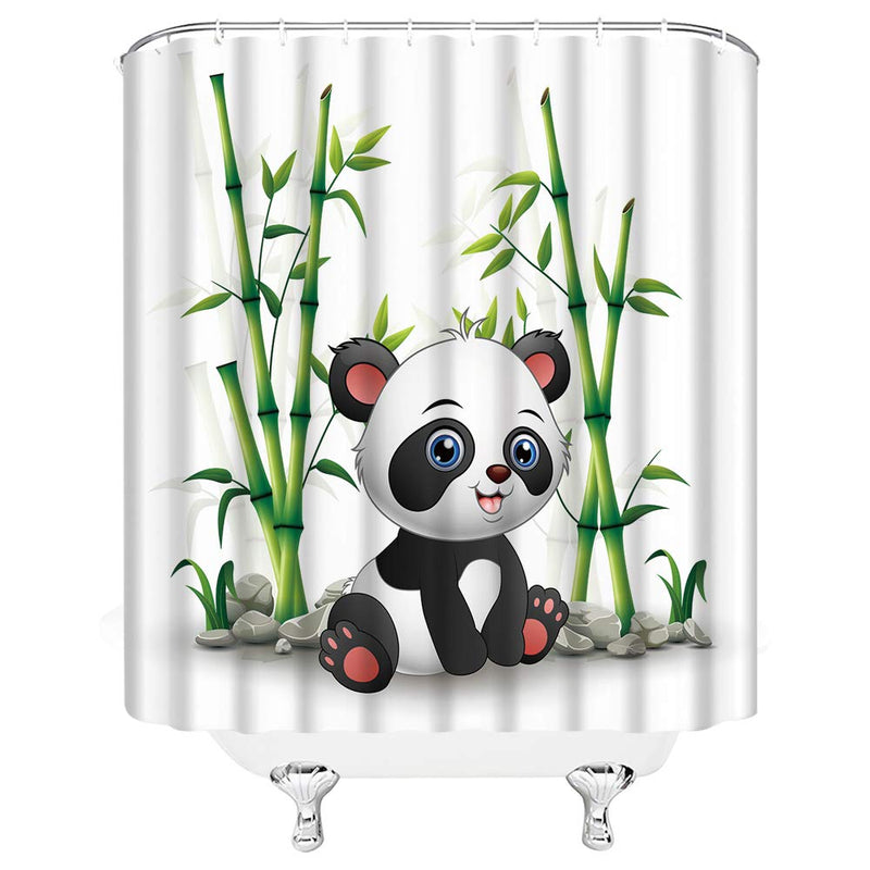 Cartoon Panda Shower Curtains Cute Wildlife Animal Bamboo Leaves Baby Kids Bathroom Curtains Decor Polyester Fabric Quick Drying 70x70 Inches Include Hooks - NewNest Australia