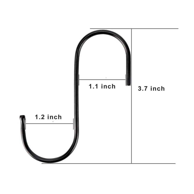 NewNest Australia - 30 Pack Black S Hooks Steel S Hanging Hooks Heavy Duty S Hanger Hook Metal Kitchen Pot Rack Hooks Closet Hooks Plants Hooks for Hanging Pot, Pan, Cups, Plants, Bags, Jeans, Towels 