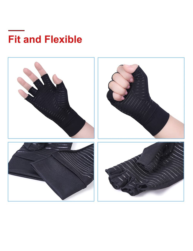 Arthrosis Gloves With Copper, Fingerless Rheumatism Compression Gloves, Arthriti Gaming Gloves, Tendonitis, Rheumatic Pain Relief, Rsi, Carpal Tunnel Syndrome, Black - NewNest Australia