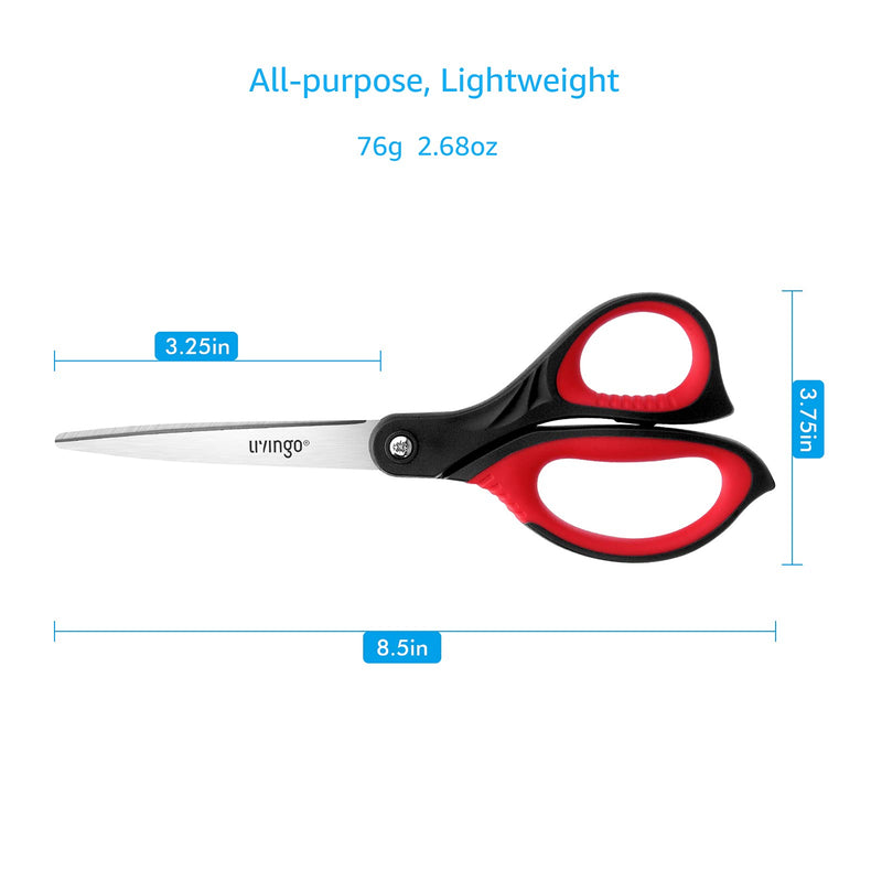 LIVINGO 8.5" Scissors All Purpose, 3 Pack Ultra Sharp Blade Shears, Professional Ergonomic Comfort Grip Scissors for Office School Home Supplies Fabric Sewing DIY Cutting General Use Blue/Red/Grey - NewNest Australia