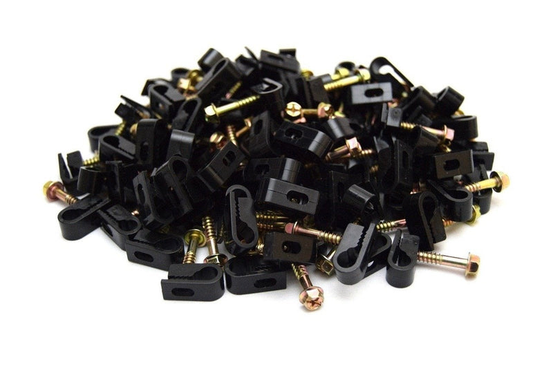 100 pcs Single Black Mounting Flex Clips w/Strain Relief Screw RG6 RG59 - NewNest Australia