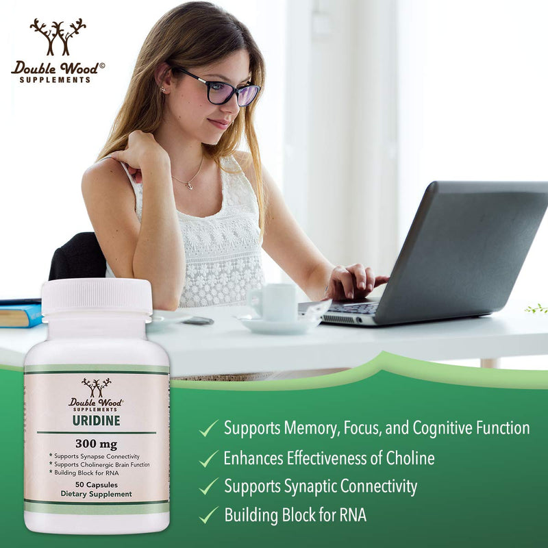 Uridine Monophosphate - Third Party Tested (Choline Enhancer, Beginner Nootropic) 300mg, Manufactured in USA by Double Wood Supplements (60 Capsules) 60 Count (Pack of 1) - NewNest Australia
