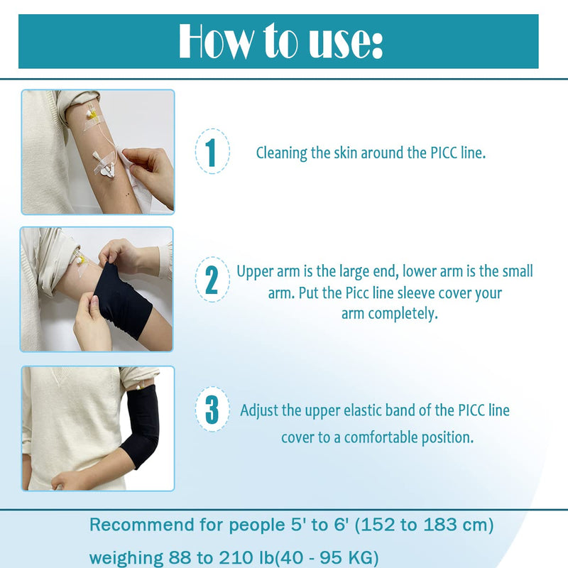 Arm PICC Line Sleeve Protector Elbow Breathable Plaster Cover Accessories for Arm Circumference (XS, Black) XS - NewNest Australia