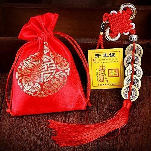 NewNest Australia - GJMY Feng Shui Coins for Wealth and Success with Chinese Knot Lucky Coins Five Emperor Money(5coins) 