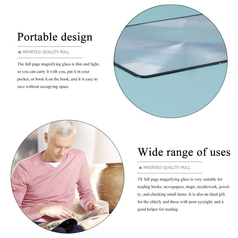 Keboyoe Pack Of 3 Magnifying Reading Magnifying Glasses Rectangular Reading Magnifying Glass In Din Medium Size 3X Magnification Lens Plastic Reading Magnifier Full Pages Fresnel Lens Magnifying Glass For Seniors Reading Books Maps - NewNest Australia