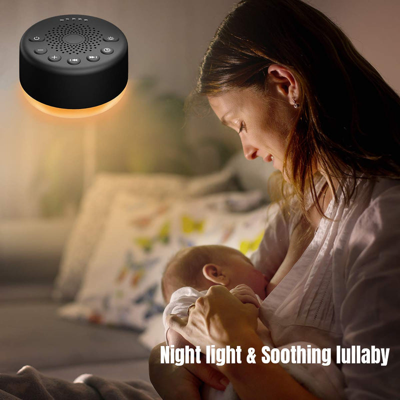 Easysleep Sound White Noise Machine with 25 Soothing Sounds and Night Lights with 32 Levels of Volume 5 Timers Memory Function for Adults Babies and Kids (Black) Black - NewNest Australia