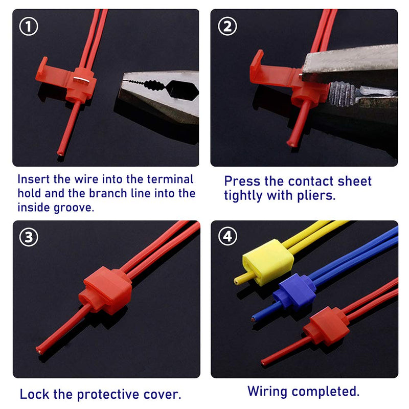 FIXITOK 160pcs T-Tap Quick Splice Connector Kit, 60Set T-Tap Wire Connectors Self-Stripping with Insulated Male Quick Disconnect Terminals + 40pcs Quick Splice Electrical Connector - NewNest Australia