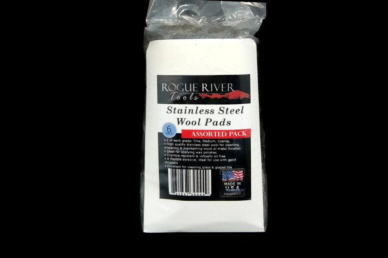 Stainless Steel Wool Pads, 6pc Assorted Pack (Fine, Medium, Coarse) - by Rogue River Tools. Made in USA! Oil Free, Won't Rust. - NewNest Australia