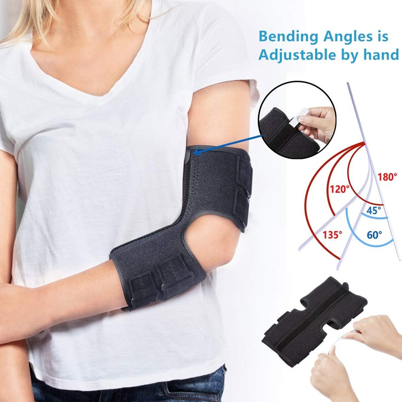 Elbow Brace Support Splint for Cubital Tunnel Syndrome and Arthritis Pain Relief , Adjustable Angle Stabilizer Brace ,Prevent Excessive Bending at night,Fits left and right Arms for Woman and Man- L Large - NewNest Australia