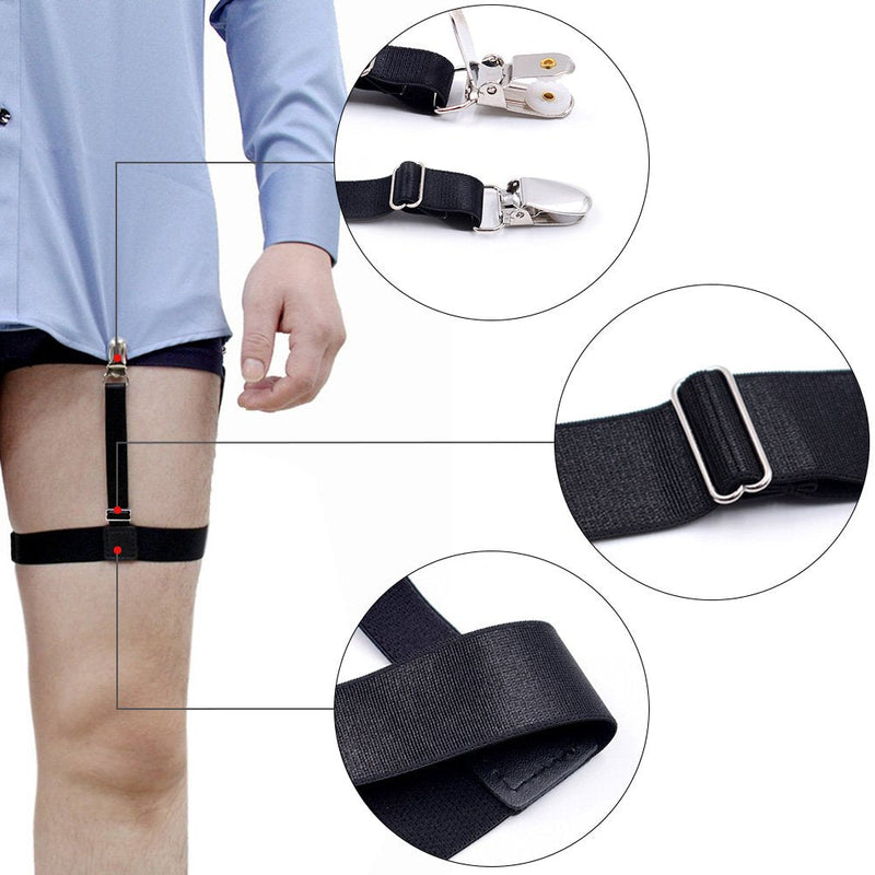 Gohzq,Shirt Stays Men'S Shirt Holder Men'S Shirt Suspenders Shirt Holder Trousers Elastic Clips Shirt Stretcher Shirt Holder Trousers With Non-Slip Locking Clamps, Black - NewNest Australia