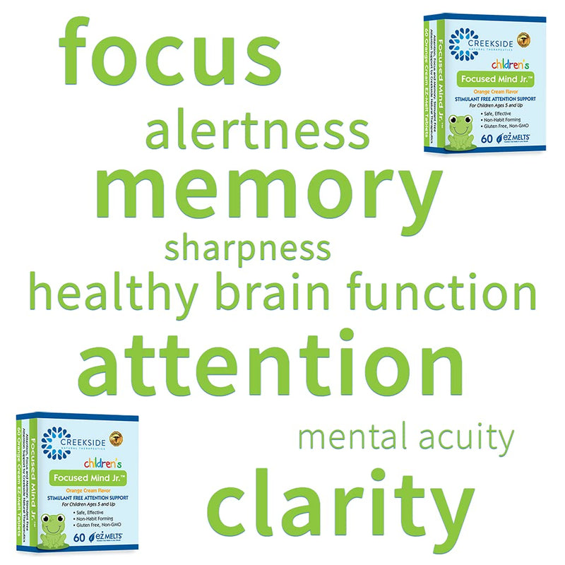 Creekside Naturals Focused Mind Jr., Focus and Memory Support for Children, Pediatrician Formulated, Stimulant Free Attention Support with Inositol, Zero Sugar, Vegan, Orange Cream Flavor, 60 EZ Melt Tablets - NewNest Australia