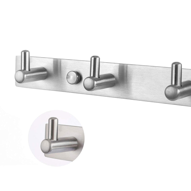 NewNest Australia - Towel Hook Rack Brushed Nickel - Sagmoc 16-Inch Coat Hook Rail Wall Mounted with 6 Heavy Duty Hooks, Durable Wall Hangers for Bedroom, Bathroom, Foyer, Hallway (304 Stainless Steel) 