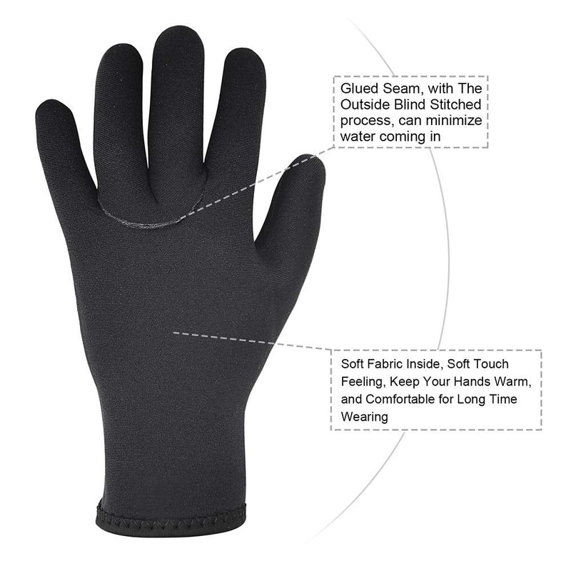 XUKER Water Gloves, 3mm & 5mm Neoprene Five Finger Warm Wetsuit Winter Gloves for Scuba Diving Snorkeling Paddling Surfing Kayaking Canoeing Spearfishing Skiing 5mm-black Medium - NewNest Australia