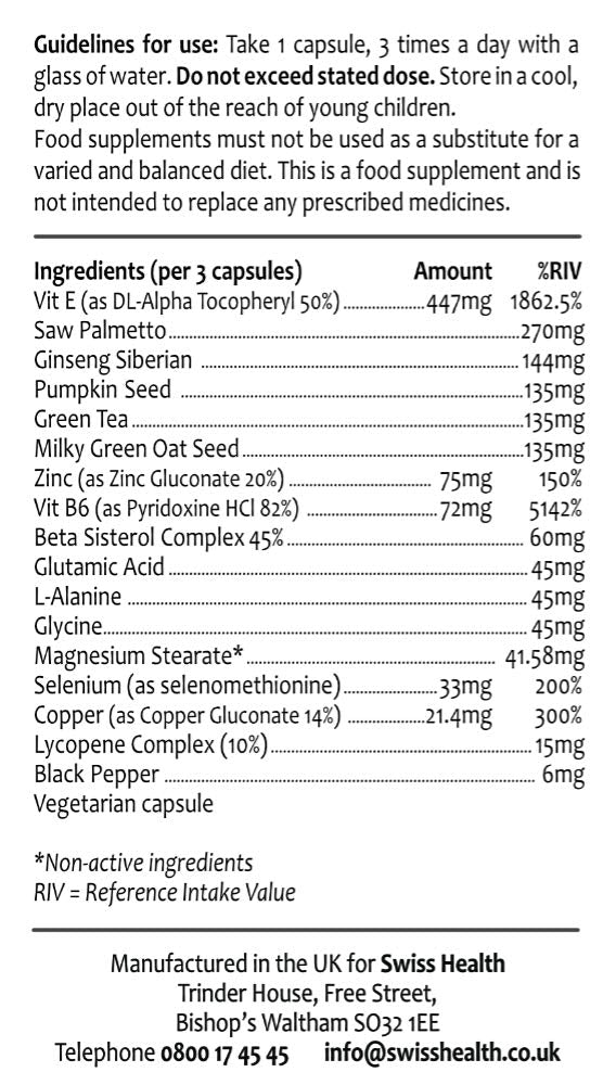 PROSLAN P8 Complete Vegan Prostate Health Support with Saw Palmetto, Lycopene, Beta Sitosterol, Milky Green Oat Seed, Green Tea, Zinc & Ginseng - 90 Capsules, Non GMO & Gluten Free - NewNest Australia