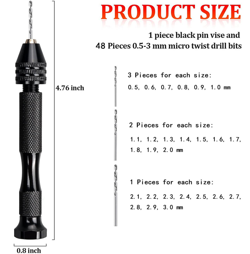 62 Pieces Pin Vises Hand Drill Bits Micro mini Twist Drill Bits Set Pin Vice Rotary Tools with Carving Clamp for Craft Carving, DIY, Woodworking, Plastic, Jewelry, Resin or Model Making (0.3-3.0mm) - NewNest Australia