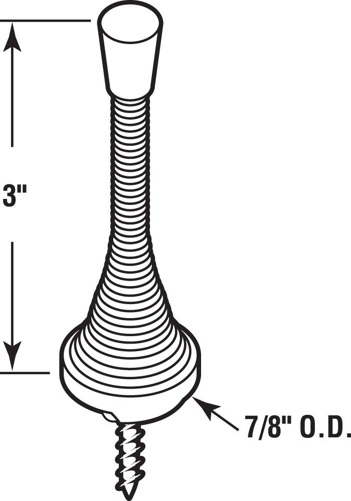 Prime-Line Products MP9038 Door Stop, 3 in. Reach, Spring Steel, Antique Brass, Heavy Duty, Flexible Wire, Rubber Tip, Baseboard Mount, Pack of 5 - NewNest Australia