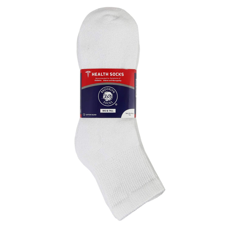 Big and Tall Diabetic Neuropathy Ankle Socks, King Size Mens Athletic Quarter Socks (Size: 13-16) White 6 - NewNest Australia