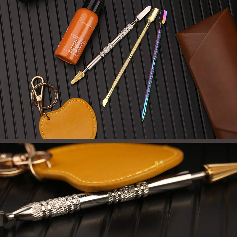 Leather Edge Dye Pen, Double Head, Leather Edge Roller Pen Applicator, Leather Edge Printing Tool, Edge Treatment Roller Pen for Leather Craft DIY Working(Round Head and Tapered Head) - NewNest Australia