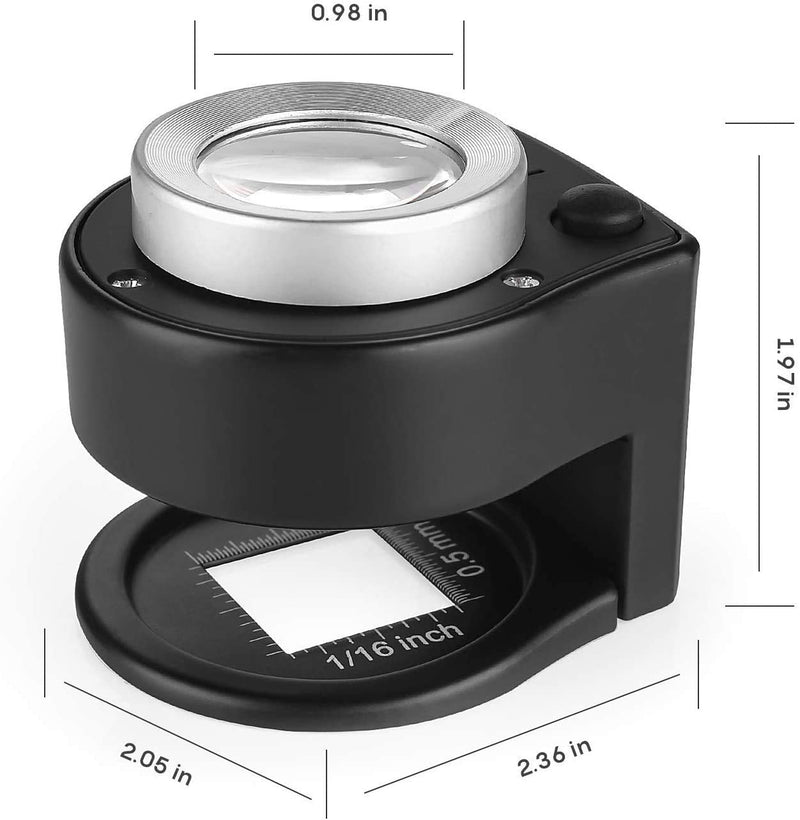 30X Loupe Magnifier with 6 Light,Desktop Portable Metal Magnifier Folding Scale Sewing Magnifing Glass for Textile Optical Jewelry Tool Coins Currency (Black) Black - NewNest Australia