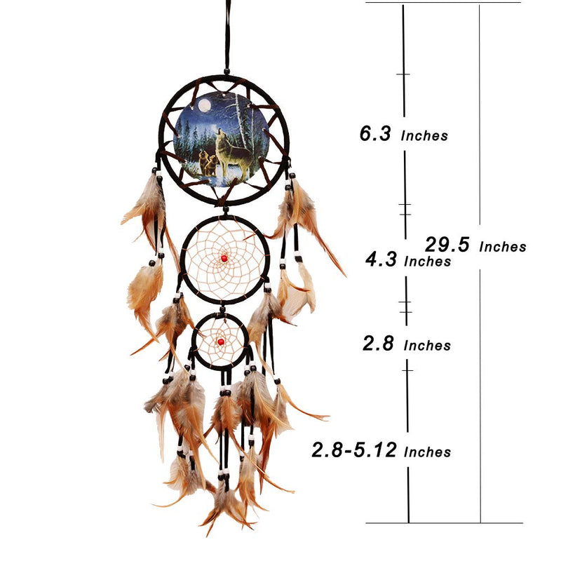 NewNest Australia - wgg Dream Catcher Indian Style Oil Painting Wolf Hand-Woven Car Pendant Wall Hanging Home Decorations(Wolf) 