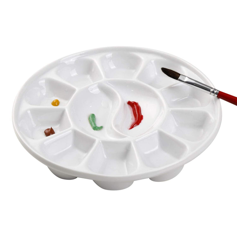 MEEDEN 12-Well Round Porcelain Watercolor Paint Palette for Watercolor Gouache Acrylic Oil Painting, 7-Inch - NewNest Australia