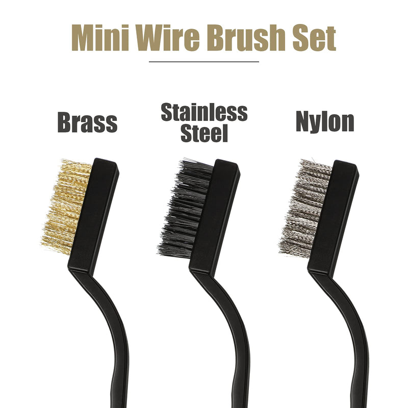 Mini Wire Brush Set Stainless Steel Brush Plastic Handles Wire Bristle Scratch Brush Set with Curved Handle for Cleaning Welding Slag and Rust (36, Copper, Steel, Nylon) 36 - NewNest Australia