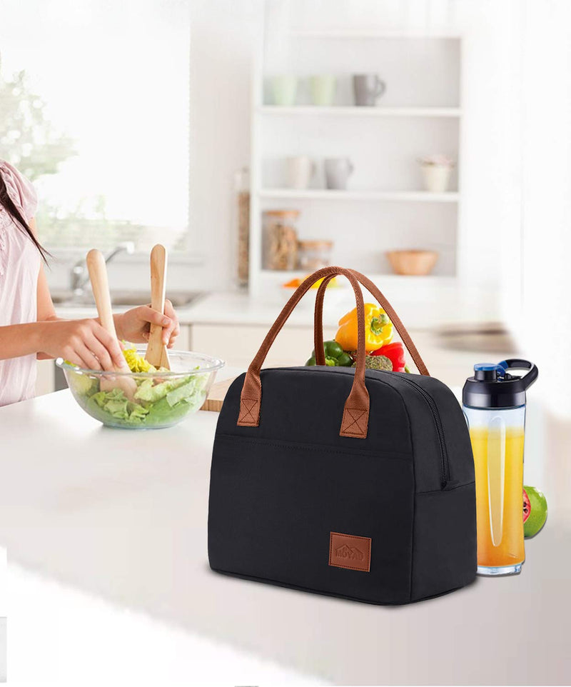 NewNest Australia - Lunch Bags for Women Insulated Lunch Box Large Womens Lunch Tote Purse Food Cooler Kits Adults Meal Prep for Work Office Picnic 12L Black By Moyad 