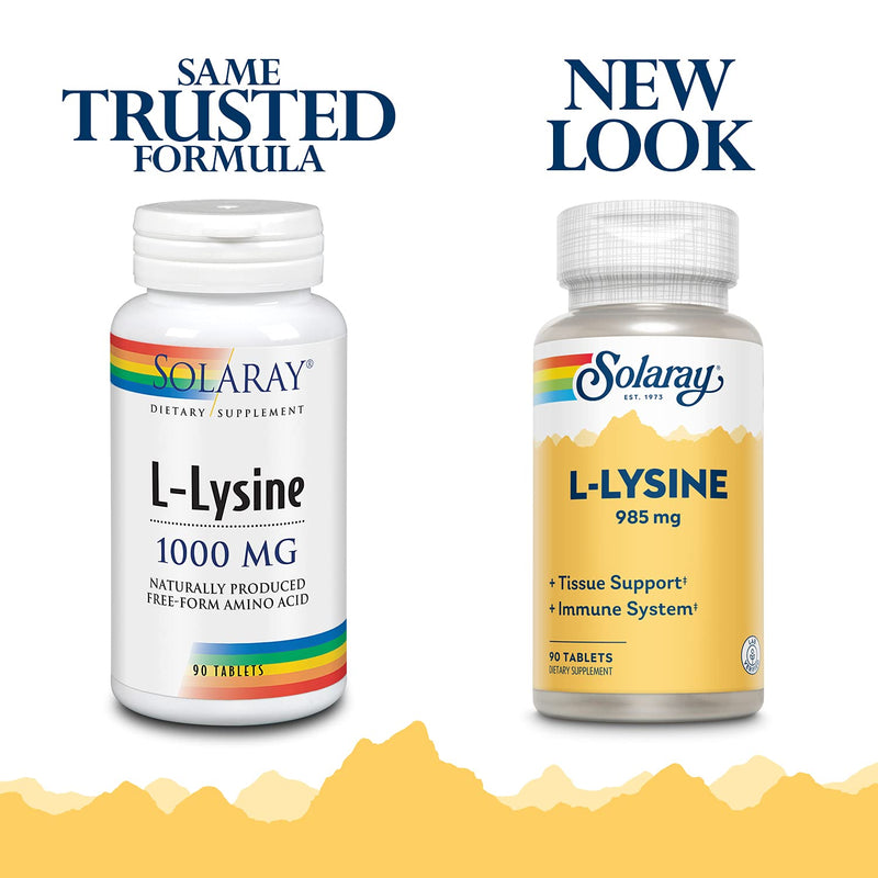 Solaray L-Lysine, Free-Form 1000mg | Amino Acid | Healthy Cognitive, Immune System, Bones & Skin Support | 90ct, 30 Serv - NewNest Australia