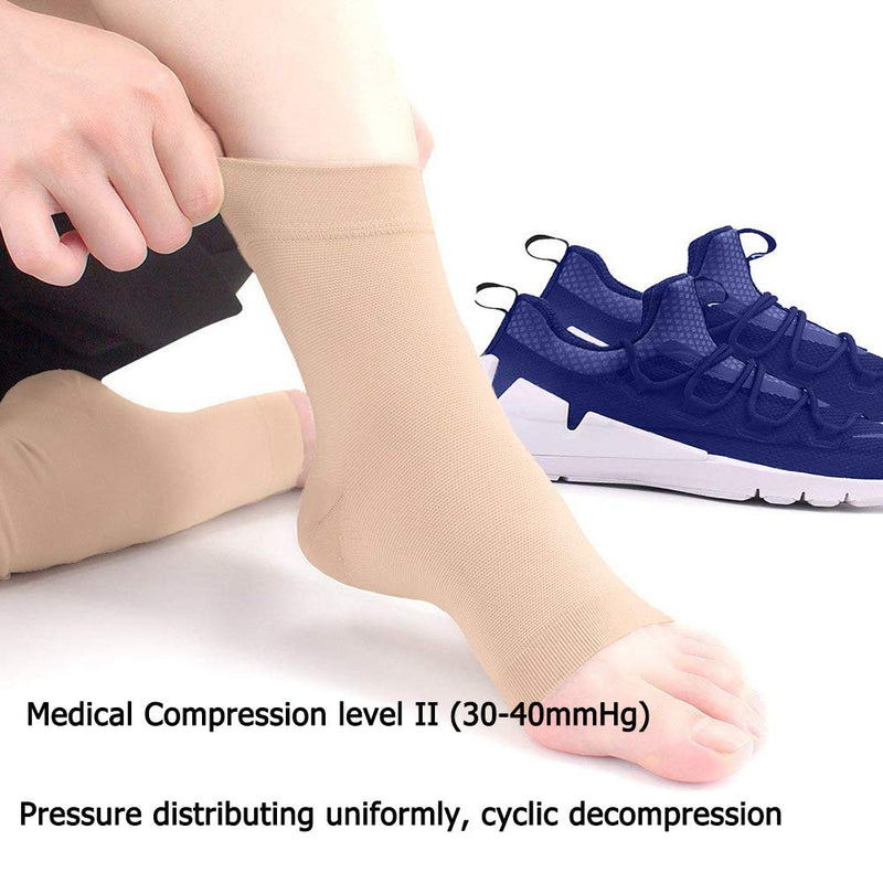eYotto 1pair Compression Ankle Support Sleeve, Medical Breathable Ankle Brace Elastic Thin Ankle Brace for Pain Relief, Arthritis, Recovery, Weak and Ankle Injury Nude M (Pack of 2) - NewNest Australia