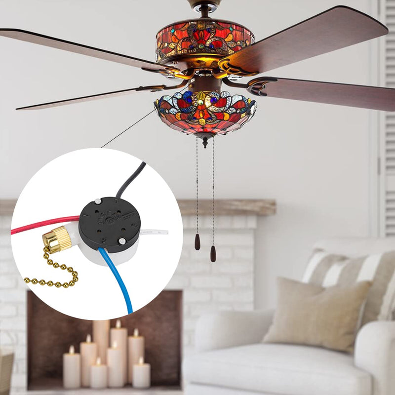Ceiling Fan Switch Kit Zing Ear ZE-208S E89885 3 Speed 4 Wire Fan Switch Pull Chain Ceiling Fan Switch Speed Control Switch with Rope for Ceiling Fans, Wall Lamps, Cabinet Light, Brass - NewNest Australia