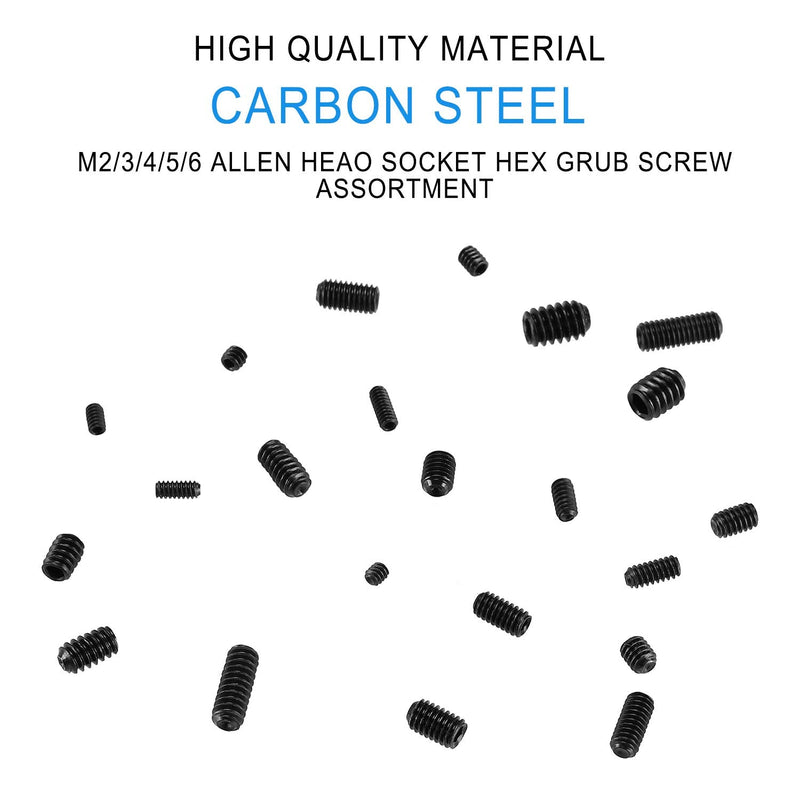 HanTof 440Pcs 22 Sizes,4#-40 to 1/4"-20 Standard SAE Allen Head Socket Hex Grub Screw Assortment Kit,Internal Hex Drive Cup-Point Set Screws Set with 5pcs Hex Wrenches,12.9 Class Alloy Steel-Black Black-440pcs SAE Set Screw - NewNest Australia