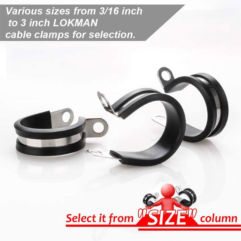 Cable Clamps Assortment Kit, LOKMAN 44 Pieces Stainless Steel Rubber Cushion Pipe Clamps Assorted in 5 Size 1/4'' 5/16'' 3/8'' 1/2'' 5/8'', Come With Durable PP Storage Case with Chart Small - NewNest Australia