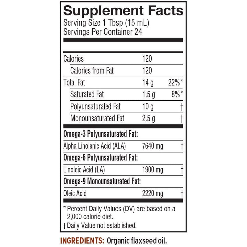 Barlean's Fresh Flaxseed Oil from Cold Pressed Flax Seeds - 7,640mg ALA Omega 3 Fatty Acids for Improving Heart Health - Vegan, USDA Organic, Non-GMO, Gluten Free - 12-Ounce - NewNest Australia