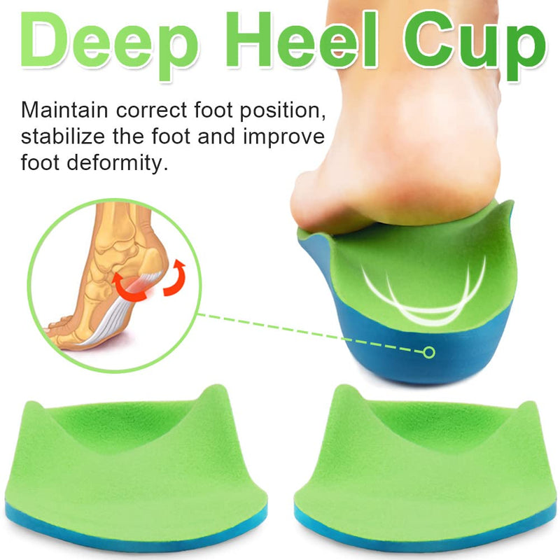 Ailaka Kids Orthotic Arch Support Shoe Insoles, Children PU Foam Cushioning Inserts for Flat feet, Plantar Fasciitis, Feet Heel Pain Relief 4.5/6 UK Child Green - NewNest Australia