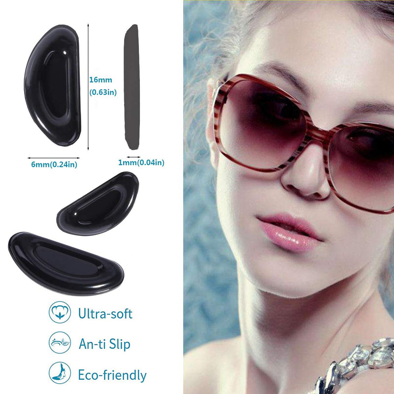 Eyeglass Nose Pads, Adhesive Anti-Slip Nose Pads, Soft Silicone Nose Pad Cushion for Glasses, Eyeglasses, Sunglasses, 12 Pairs (Black) Black - NewNest Australia