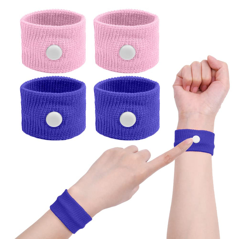 ACWOO Motion Sickness Wristbands, 2 Pairs Natural Sickness Bands for Kids & Adults, Anti-Nausea Wristbands for Car Sea Sickness, Relief Wristbans for Sea Flying Travel (Pink+Blue) 2 Pairs（pink+blue） - NewNest Australia