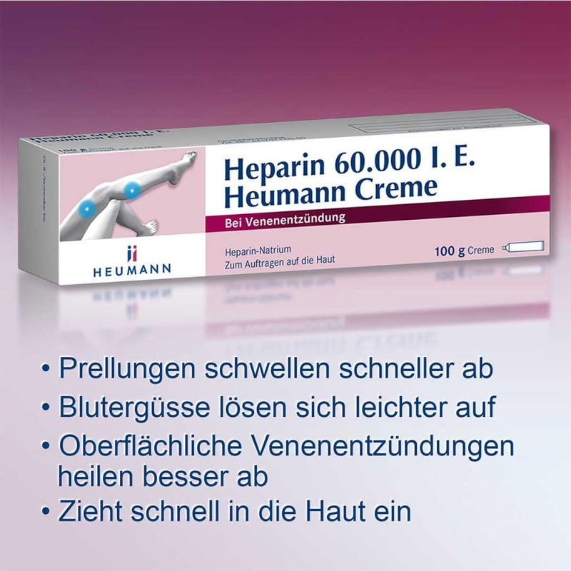 Heparin Heumann Cream 60,000 IU: Heparin sodium for application to the skin for blunt injuries and superficial phlebitis, 100 g 100 g (pack of 1) - NewNest Australia