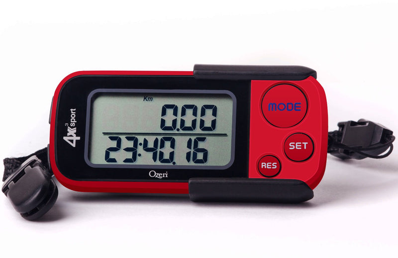 Ozeri 4x3sport Tri-Mode Activity Tracker (Walk, Run, & Stair Climb), with Multi-Axis Detection & 30 Day Memory Red - NewNest Australia