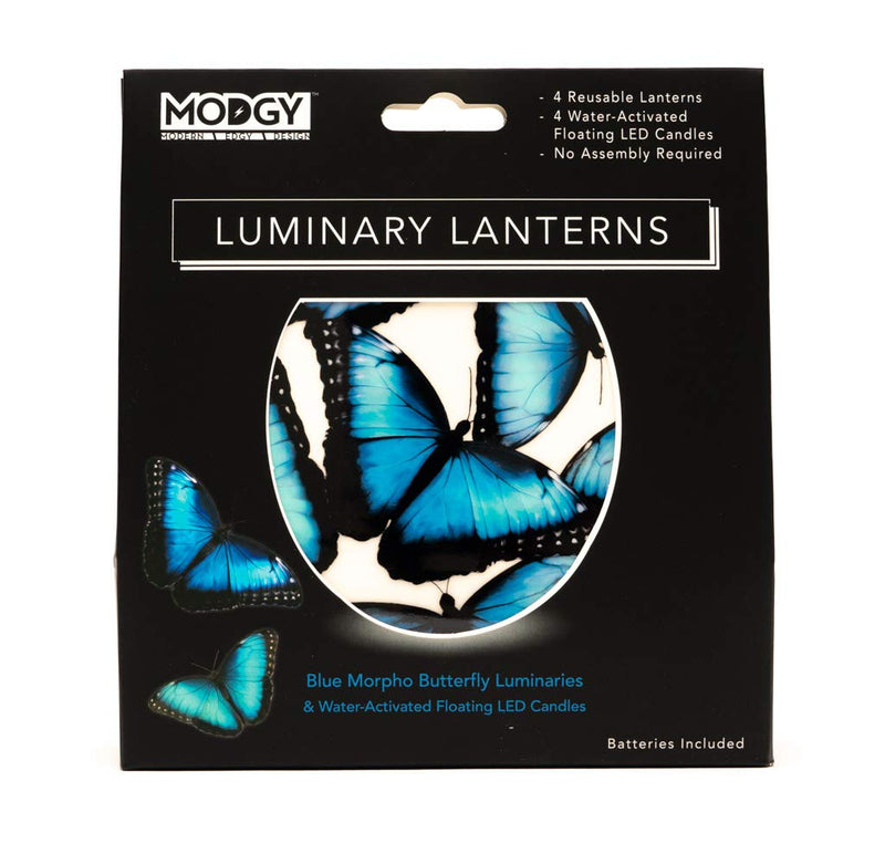 NewNest Australia - MODGY Luminary Lanterns 4-Pack - Floating LED Candles with Batteries Included - Luminaries are Great for Weddings, Parties, Patios & Celebrations of All Kinds (Morpho) 