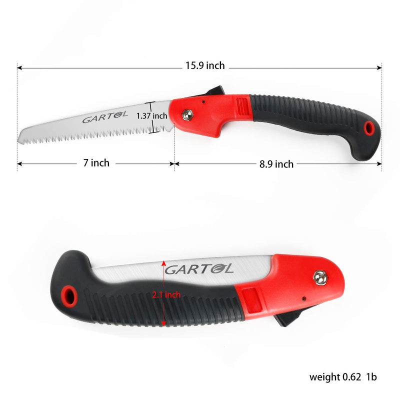 GARTOL Folding Saw 7 Inch Blade Hand Saw Tree Pruning Saw with 3-Sides Razor Tooth for Camping Hunting DIY Woodworking Trimming Thick Branches PVC Bamboo Bone - NewNest Australia