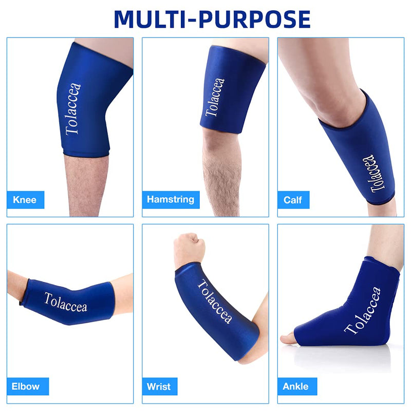 Tolaccea Knee Ice Pack & Elbow Ice Pack Support Brace for Hot & Cold Compress Therapy, Compression Sleeve Reusable Gel Pack for Injury Cold Wrap for Knee Calf Elbow (Blue,S) Blue Small(9''-12'') - NewNest Australia