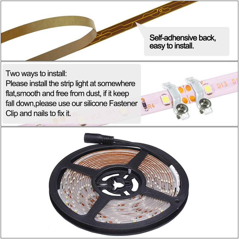 XINKAITE Waterproof Led Strip Lights SMD 3528 16.4 Ft (5M) 300leds 60leds/m White Flexible Tape Lighting Tape Lights for Boats, Bathroom,Mirror,Ceiling and Outdoor (Blue) Blue - NewNest Australia
