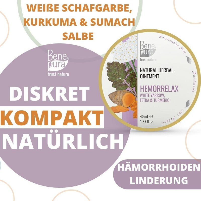 Benepura Haemorrhoids Ointment Swelling - Natural Ointment Against Haemorrhoids - White Yarrow Haemorrhoid Ointment Relieves Itching - Fissue Ointment With Turmeric - 40 Ml - NewNest Australia